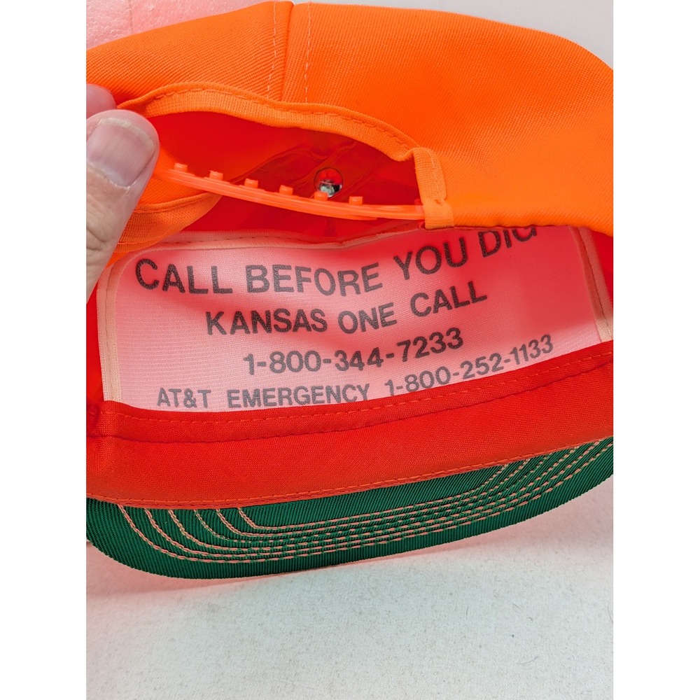 Vintage AT&T Snapback Hat Blaze Orange Kansas One Call Made in USA Mens Cap - Picture 7 of 7
